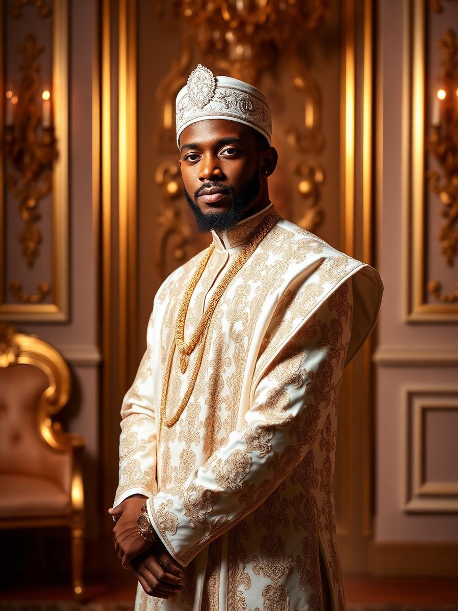 Ivory Ceremonial Agbada Set